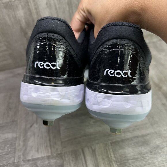 Nike Alpha Huarache Elite 4 Men's size 15 Black and White Metal Baseball Cleats - Picture 6 of 8